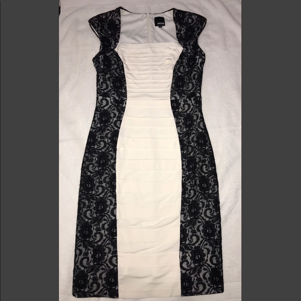 Melrose white and black Lace dress